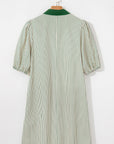 Stripe Patchwork Chest Pocket Mini Shirt Dress