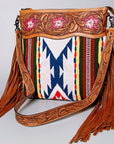 American Darling ADBGZ708 Crossbody Hand Tooled Saddle Blanket Genuine Leather Women Bag Western Handbag Purse