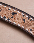 COMFYTACK By Hilason Western Horse Leather Breast Collar Headstall Set Side Buck Stitch Tan With Black Inlay