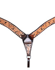 COMFYTACK By Hilason Western Horse Leather Breast Collar Headstall Set Side Buck Stitch Tan With Black Inlay