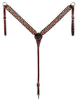 Hilason Western Horse Breast Collar Handtooled American Leather Dark Brown