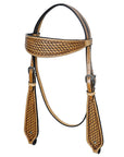HILASON Western Horse Headstall & Breast Collar American Leather Basket Tan