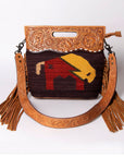 American Darling Clutch Hand Tooled Saddle Blanket Fabric Genuine Leather Western Women Bag Handbag Purse | Purses for Cute