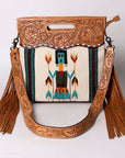 American Darling Clutch Hand Tooled Saddle Blanket Fabric Genuine Leather Western Women Bag Handbag Purse | Purses for Cute