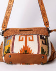 Hand Tooled Saddle Blanket Leather Western Clutch For Women
