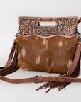Hand Tooled Saddle Blanket Leather Western Clutch For Women