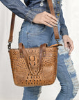 American Darling Tote Crocodile Embossed Genuine Leather Women Bag Western Handbag Purse