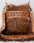 American Darling ADBGS192BT Messenger Hand Tooled Hair-On Genuine Leather Women Bag Western Handbag Purse