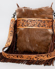 American Darling Messenger Hand Tooled Hair On Genuine Leather Western Women Bag Handbag Purse | Cute