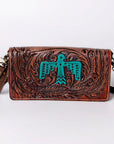 American Darling Organiser Hair-On Hand Tooled Genuine Leather Women Bag Western Handbag Purse