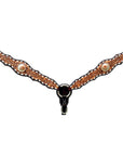 Bar H Equine Horse Genuine Leather Floral Design Breast Collar ,Headstall Brown