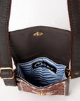 OHLAY KBA127 Cell Phone Holder 100% cotton Denim Genuine Leather women bag western handbag purse