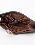 American Darling Hand-Tooled Leather Floral Wallet for Women – Genuine Full-Grain Leather Western Wallet with Sunflower Carving and Snap Closure