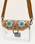 American Darling ADBGZ720 Clear Bag Hand Tooled Genuine Leather Women Bag Western Handbag Purse