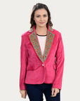 ADBZ703 Genuine leather Hand tooled hand carved Women Blazer dress jacket ladies Girl