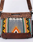 Hand Tooled Saddle Blanket Leather Western Clutch For Women