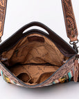 Hand Tooled Saddle Blanket Leather Western Clutch For Women