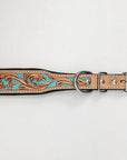 HILASON Western Genuine Leather Heavy Duty Dog Collar Floral Tooled