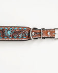 HILASON Western Genuine Leather Heavy Duty Dog Collar Floral Tooled
