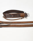 Comfytack Horse Western Floral Tooled Leather Rear Flank Saddle Cinch With Billets