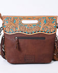 Hand Tooled Saddle Blanket Leather Western Clutch For Women