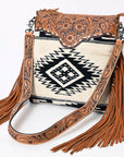 American Darling Messenger Hand Tooled Hair On Genuine Leather Western Women Bag Handbag Purse | Cute