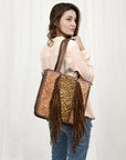 American Darling Tote Hand Tooled Hair-On Genuine Leather women bag western handbag purse
