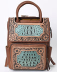 American Darling Backpack Hand Tooled Crocodile embossed Genuine Leather women bag western handbag purse
