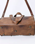 American Darling Hair-On Cowhide Western Leather Duffel Bag with Fringe, Genuine Leather Travel Bag, Weekend Carry Duffel
