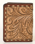 American Darling Hand-Tooled Leather Wallet purse, Genuine Leather Floral Carved Card Holder , Compact Western Card Case