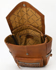 American Darling Hand-Tooled Leather Backpack, Genuine Leather Floral Carved Western Bag with Front Pocket, Everyday Travel Backpack