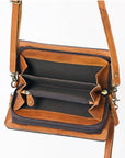 American Darling Organiser Hair-On Hand Tooled Genuine Leather Women Bag Western Handbag Purse
