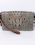 American Darling Organiser Bag Handcrafted from Crocodile Embossed Genuine Leather with YKK Zipper and Detachable Strap