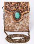 American Darling Hand Tooled Hair On Genuine Leather Women Bag Western Handbag Purse