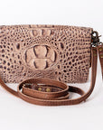 American Darling Organiser Bag Handcrafted from Crocodile Embossed Genuine Leather with YKK Zipper and Detachable Strap