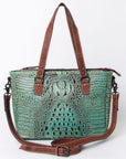 Handcrafted Crocodile Embossed Genuine Leather Women Western Tote Bag With Classic Style