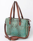 Handcrafted Crocodile Embossed Genuine Leather Women Western Tote Bag With Classic Style