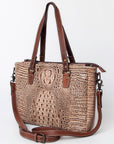 Handcrafted Crocodile Embossed Genuine Leather Women Western Tote Bag With Classic Style