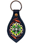 Hand Tooled Leather Key Chain Ring Handcraft Handmade Hilason