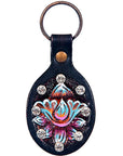 Hand Tooled Leather Key Chain Ring Handcraft Handmade Hilason