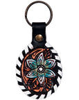 Hand Tooled Leather Key Chain Ring Handcraft Handmade Hilason