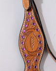 Hilason Western Horse Hand Tooled Genuine Leather Headstall Tan