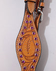 Hilason Western Horse Hand Tooled Genuine Leather Headstall Tan
