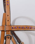 Hilason Western Horse Hand Tooled Genuine Leather Headstall Tan