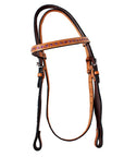 Hilason Western Horse Hand Tooled Genuine Leather Headstall Tan