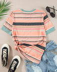 Stripe Short Sleeve Crew Neck T-Shirt