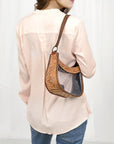Clear Leather Hand Tooled Western Crossbody Bag