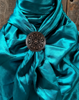 35X35" Solid Teal Wild Rag / Scarf WRS5 - Western Concho Wild Rag Slides - Assorted