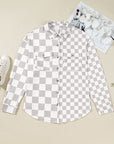 Plus Size Checker Button-Up Western Jacket