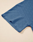 Plus Size Rhombus Pointelle Knit V-Neck Top